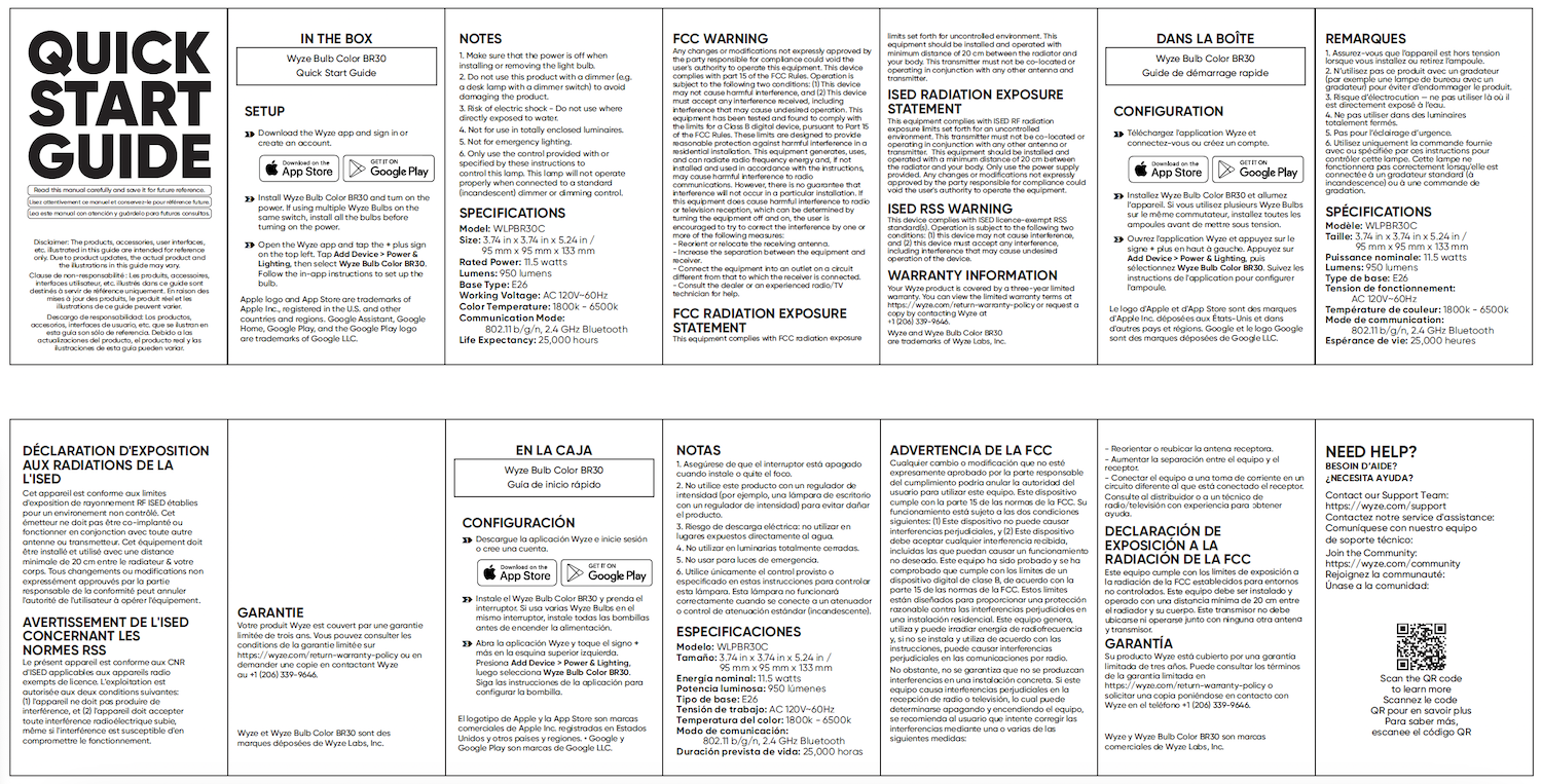 Wyze Bulb Color BR30 Quick Start Guide – Wyze