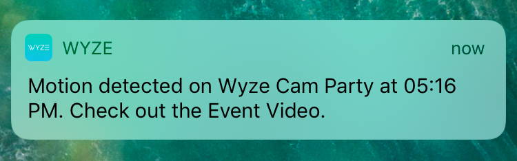 Wyze push notification on an phone
