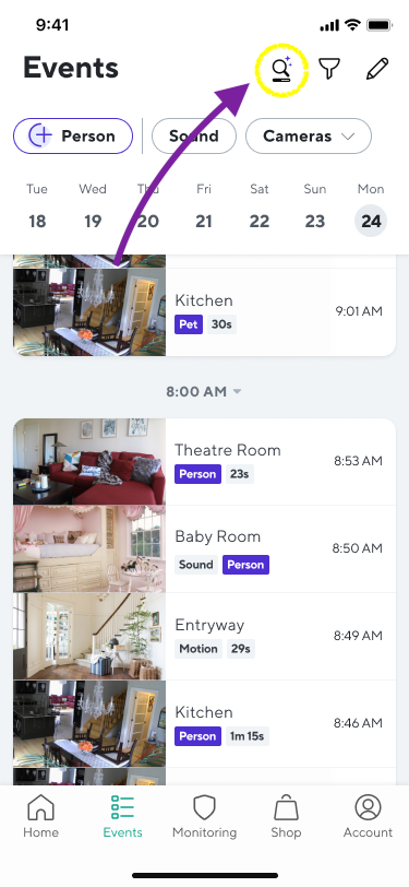 Video Search Events wyze app.png